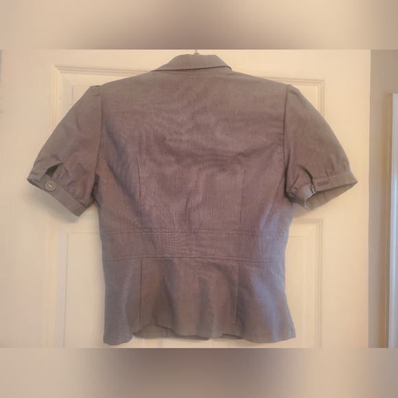 Zinc Short Sleeve Blazer Blue and White Pin Stripe Size Medium - Picture 2 of 7